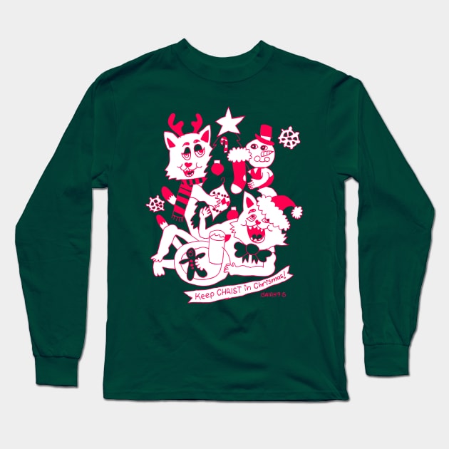 Catfriend Chrismas Lovers Long Sleeve T-Shirt by SpencerFruhling